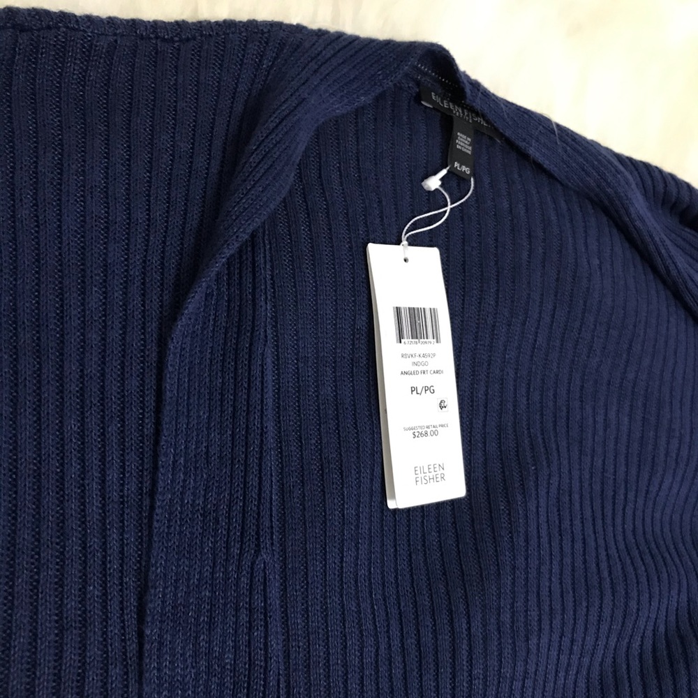 Eileen Fisher ORGANIC LINEN RIBBED CARDIGAN - Picture 8 of 8